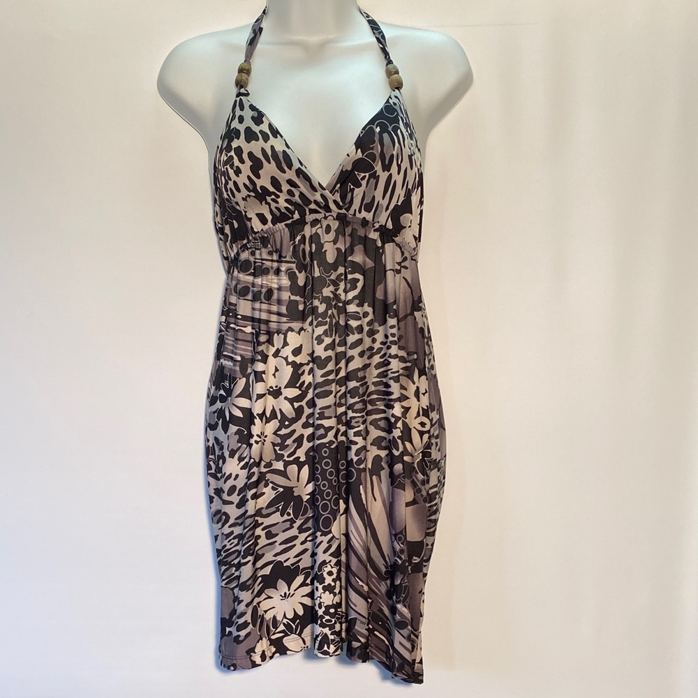 Cristinalove Black and Gray Halter Dress
